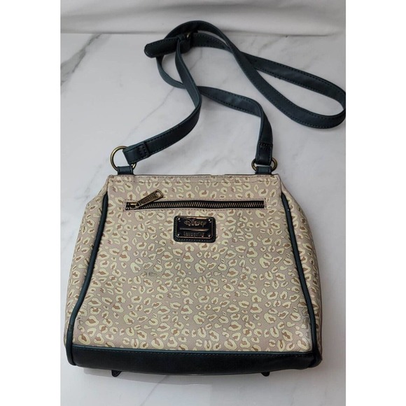 Loungefly Disney Mickey, Pluto & Leopard Crossbody Purse Bag Green Tan - Picture 3 of 13